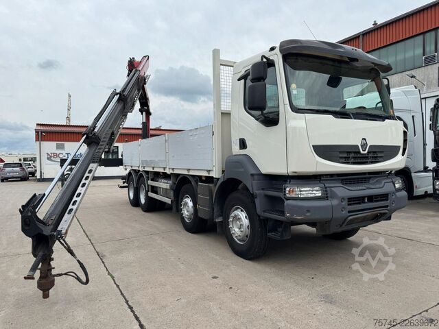 รถบรรทุกกระบะพื้นเรียบ RENAULT KERAX 460 * PRITSCHE * HMF KRAN 10,2N M *8 X 4*