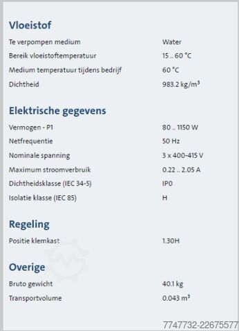 Elektronisch geregelde circulatiepomp grundfoss UPE 65-120