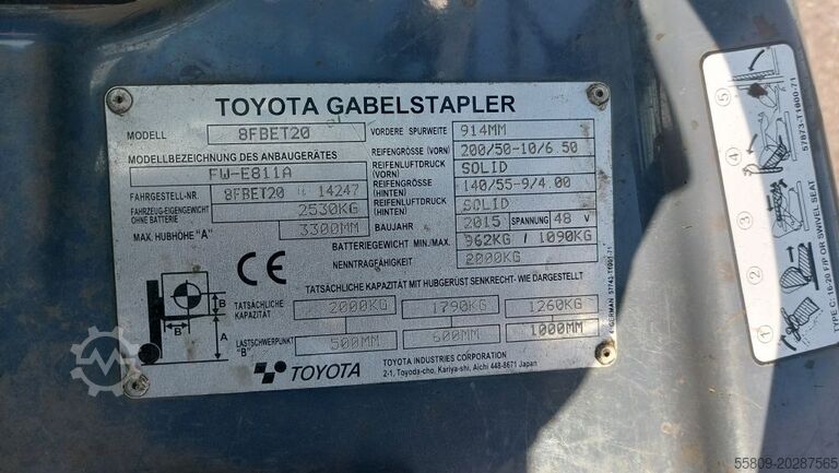 Elektro 3 Rad-Stapler Toyota 8FBET20 // Duplex // 3. Ventil // Elektro