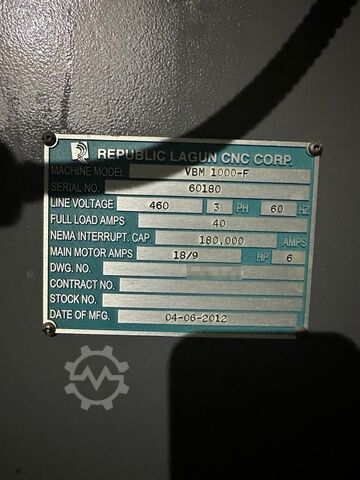 VBM 1000-F CNC 수직 밀링 머신 Republic Lagun VBM 1000-F
