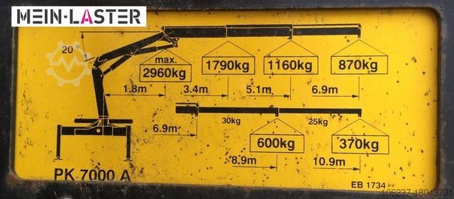 Пікап-фургон MERCEDES-BENZ 815 Pritsche Palfinger PK 7000 13 m Funk + AHK