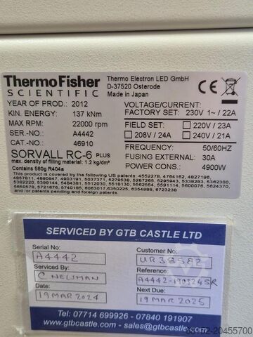 ثيرمو فيشر ساينتيفيك Thermo Fisher Scientific Sorvall RC6+ Centrifuge Sorvall RC6+