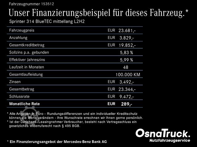 Furgoneta Mercedes-Benz Sprinter 314 BT mittellang L2H2 WerkstatteinrichBC