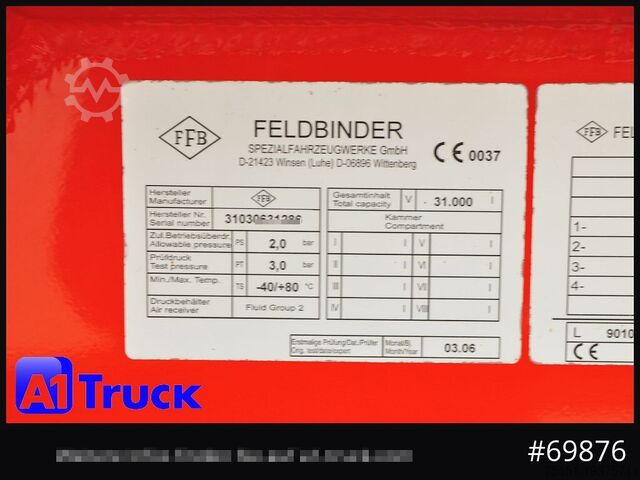 Siilosäiliöperävaunu FELDBINDER HEUT 31.2 Silo, Futtermittel, 31m³, 3 Kammern,