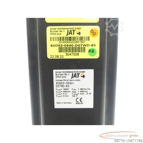 モーター JAT ECOSPEED 80D53-0540-D07WD-83 SN:GHXXX00222651997 - ungeb.! -