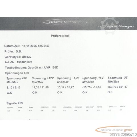 Компонент Heidenhain Heidenhain UM 122 ID 325 004-02 SN15940516C generalüberholt mit 3 Mon. Gewährl.