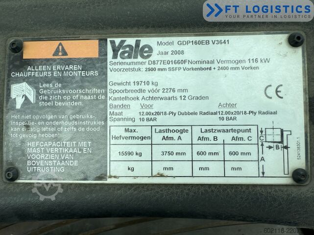 Gabelstapler Yale GDP160EB DIESEL DUPLEX 3700 SIDE SHIFT