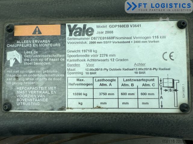 Gabelstapler Yale GDP160EB DIESEL DUPLEX 3700 SIDE SHIFT