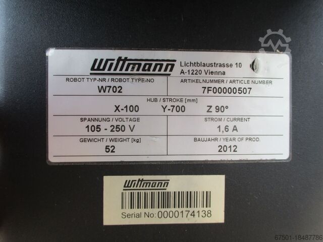 Robot lineare WITTMANN Angusspicker W 702 incomplete / for spare parts (3127
