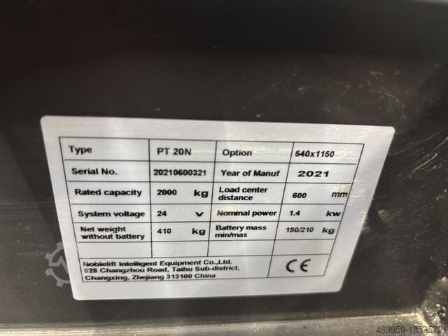 Electric Pallet Truck Noblelift Niederhubwagen PT20N