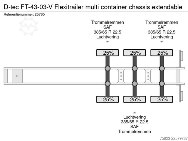 Gámaflutningar D-tec FT-43-03-V Flexitrailer multi container chassis...