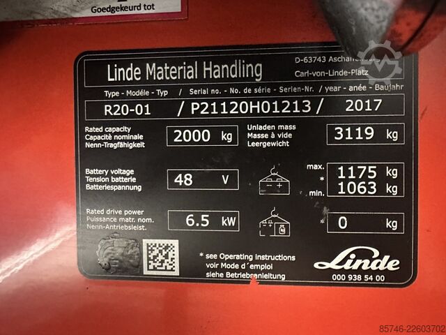 R 20 - * Atex EX * Mitrex 3G / Z2 * Triplex FFL * Bateria NOVA !! LINDE R 20 -  * Atex EX * Mitrex 3G / Z2 * Triplex FFL * NEW battery !!