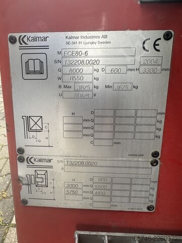 ECF 80 / 6 * (8,0 T à 600 mm !!) * Batterie NEUVE !! KALMAR ECF 80 / 6 * ( 8.0 T @ 600 MM !! )  * NEW battery !!