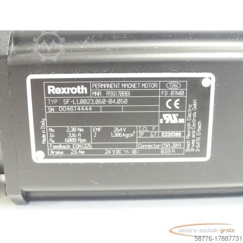 Rexroth motor Rexroth SF-L1.0023.060-04.050 Servomotor MNR: R911170881 SN:004614444