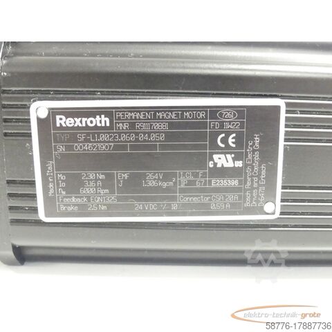 Rexroth motor Rexroth SF-L1.0023.060-04.050 Servomotor MNR: R911170881 SN:004621907