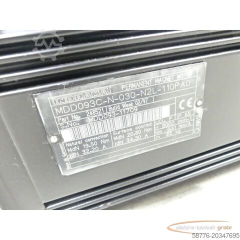 Motor Indramat Indramat MDD093C-N-030-N2L-110PA0 / 248521 Servomotor SN: MDD093-11709