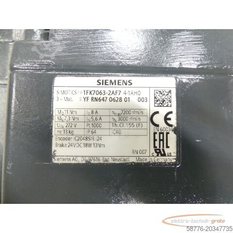 Unidad de control Siemens 1FK7063-2AF74-1AH0 YFRN647062801003 generalüberholt - 12 Mon. Gewährl.