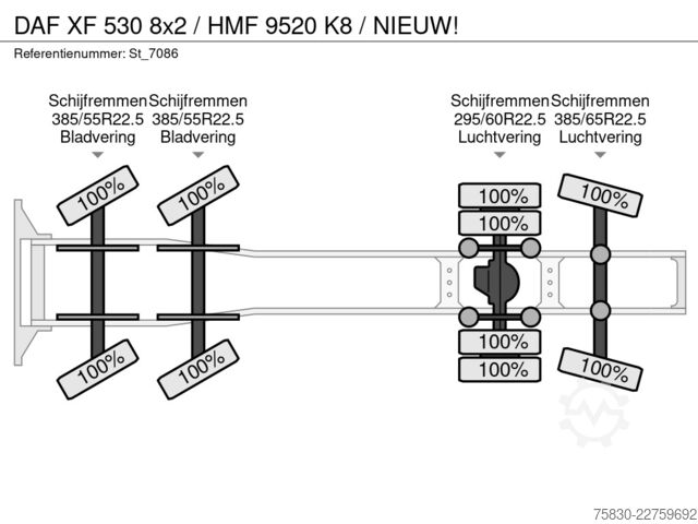 Standardni SZM DAF XF 530 8x2 / HMF 9520 K8 / NIEUW!