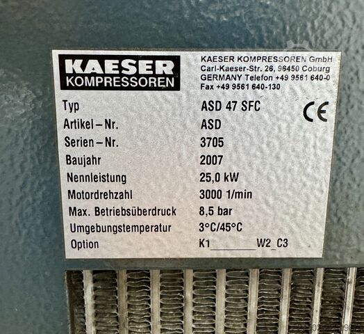 Compressor de parafuso com controle de frequência Kaeser ASD 47 SFC