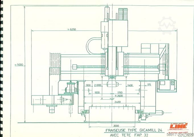Gantry milling machine LINE CNC NUM 760F GICAMILL S24/6000