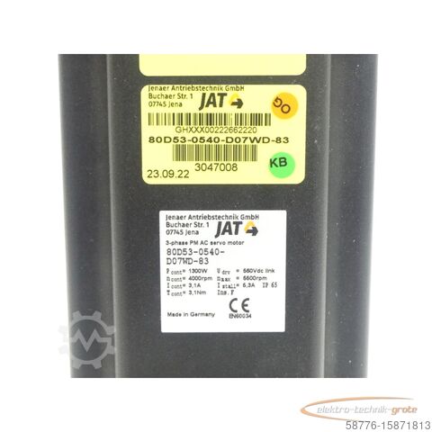 モーター JAT Ecospeed 80D53-0540-D07WD-83 SN:GHXXX00222662220 - ungeb.! -