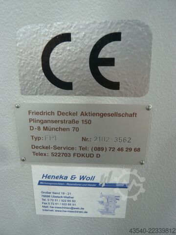 Verktygsfräsmaskin Deckel FP1 Aktiv CE Konform