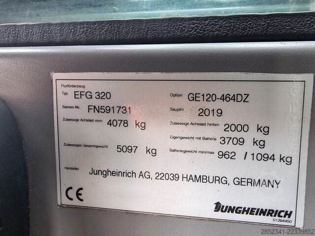 フォークリフト Jungheinrich nur 310 Std. EFG 320