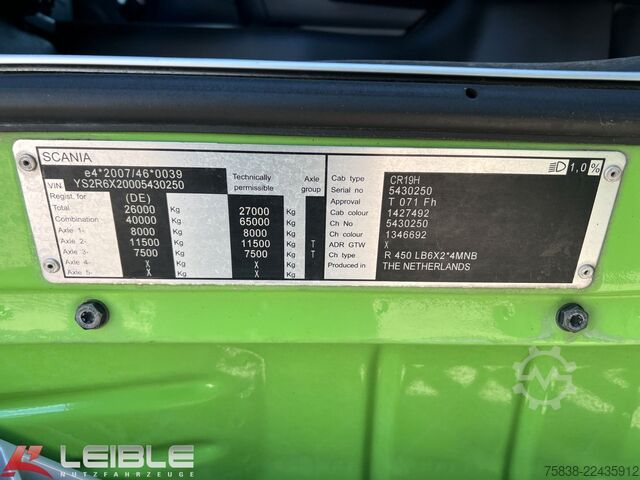 Lastbilchassis SCANIA R450*6x2 Chassis*Vollluft*Lift-/Lenk*Standklima*