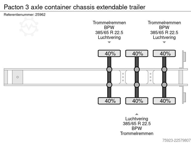 コンテナ輸送 Pacton 3 axle container chassis extendable trailer