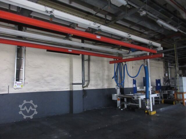 Krāna nojume Krāns Iekštelpu celtnis Krāna skrejceļš Krāna skrejceļš Demag Portalkran KBK2 + Saugheber 50KG Vacuumpumpe 50KG  + Stahlbau 9,3x3m