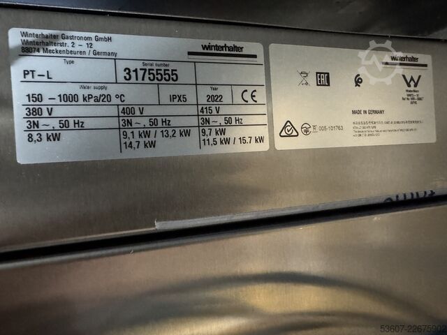 Huvidspolmaskin Winterhalter Typ PT-L Energy Plus.