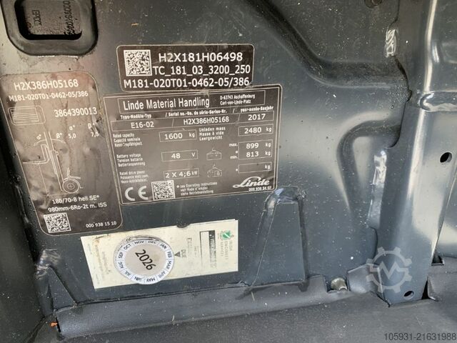 Carretilla eléctrica de 3 ruedas Linde E16-02