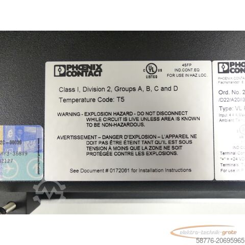  Phoenix Contact VL PPC 3000 Industrie-Panel-PC 2400184 SN:1709B00355