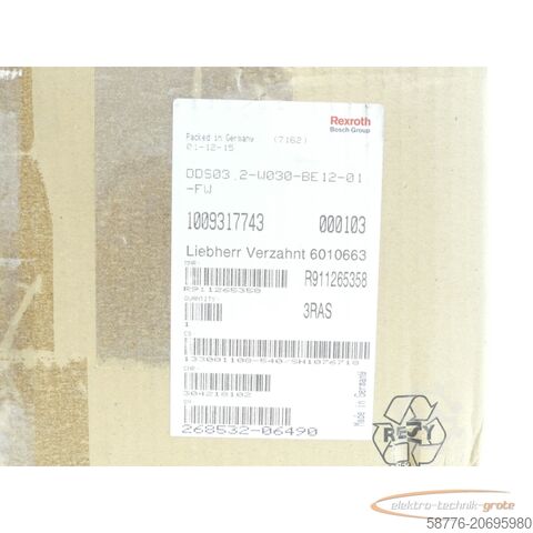 Componente Rexroth Rexroth DDS03.2-W030-BE12-01-FW / R911265358 SN:268532-06490 generalüberholt