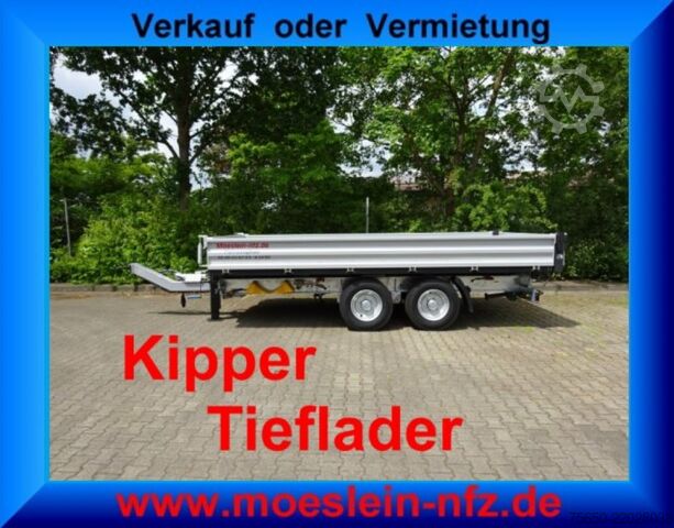 รถพ่วงดัมพ์ Möslein TTD11 weiß  neuer Tandem 3- Seitenkipper Tieflader-- Neufahrzeug --