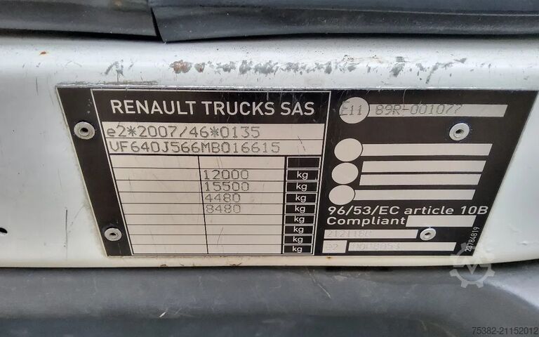 सूटकेस Renault D 240 P4x2 BAKWAGEN - EURO 6 - 12 TON - 21-BRK-8