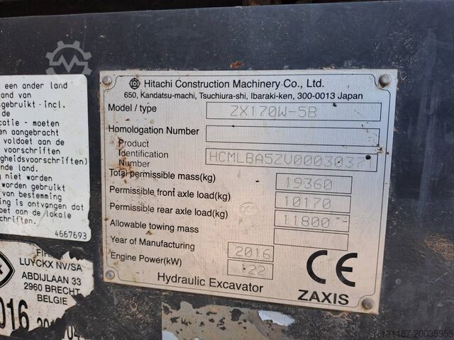 Mobiele graafmachine Hitachi ZX 170 W-5 B