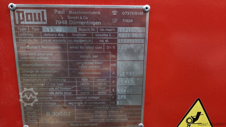 เลื่อยตัดขวาง PAUL 15 A0 Paul 15 a0