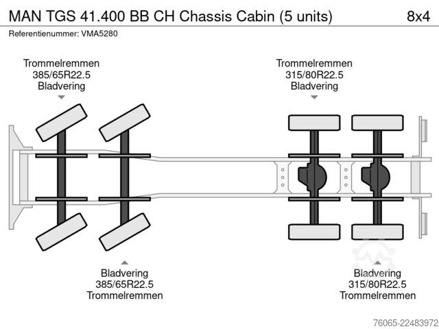 Chasis con cabina MAN TGS 41.400 BB CH Chassis Cabin (5 units)