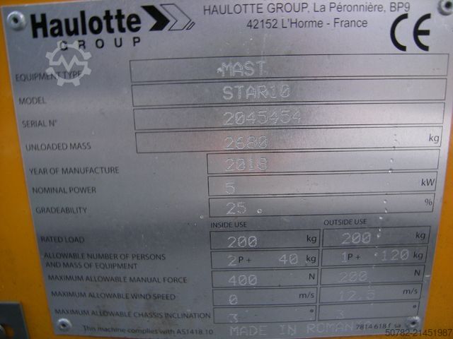 作業用プラットフォーム HAULOTTE Arbeitsbühne Haulotte Star 10, AH  10 m