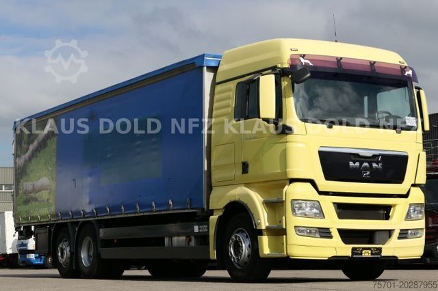 Camion cu platformă și prelată MAN TGX 26.400 Lift-/Lenkachse Vollluft LBW Euro 5