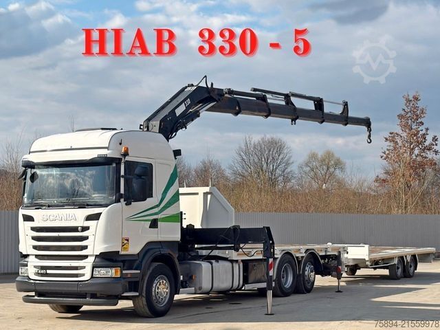 Crane yang terpasang pada truk SCANIA R 440 * HIAB 330 - 5 + FUNK + Anhänger! 6x2