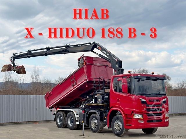 Crane yang terpasang pada truk SCANIA G 450 Kipper*HIAB X - HIDUO 188 * 8x4*TOPZUSTAND