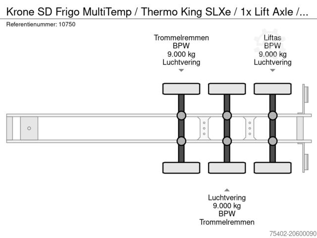 Kühl-/Tiefkühltransport Krone SD Frigo MultiTemp / Thermo King SLXe / 1x Lift...