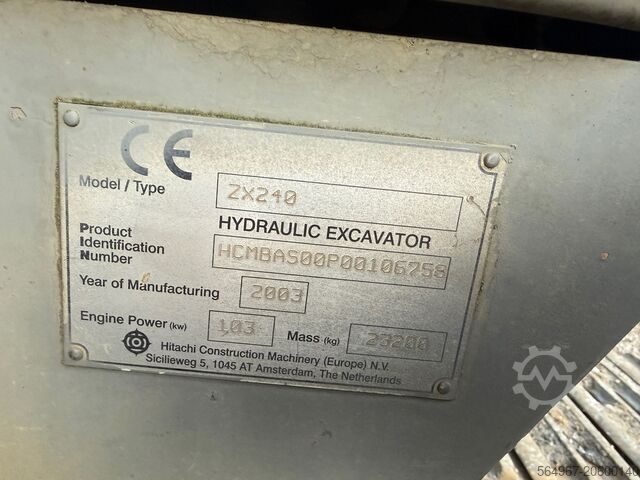 Kāpurķēžu ekskavators Hitachi ZX240 Klima SW ISUZU ENGINE