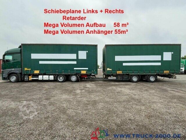 Flatbed truck with tarp Mercedes-Benz Actros 2536 6x2 58m³ Mega Wechselbrücke Retarder