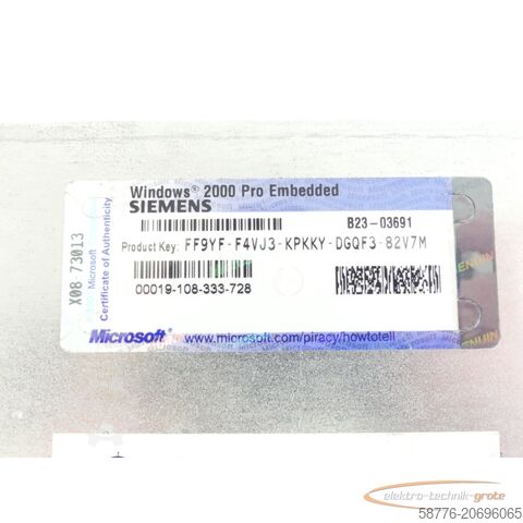 Siemens component Siemens 6AV7732-2AE12-0AD0 SIMATIC Panel PC 670 Dezentral SN:SVPR8902915