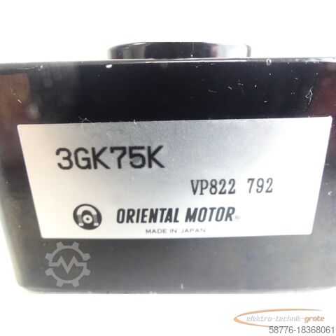 Orientalsk motormotor Oriental Motor 3GK75K Reduzier-Getriebe-Kopf VP822 792 - ! -