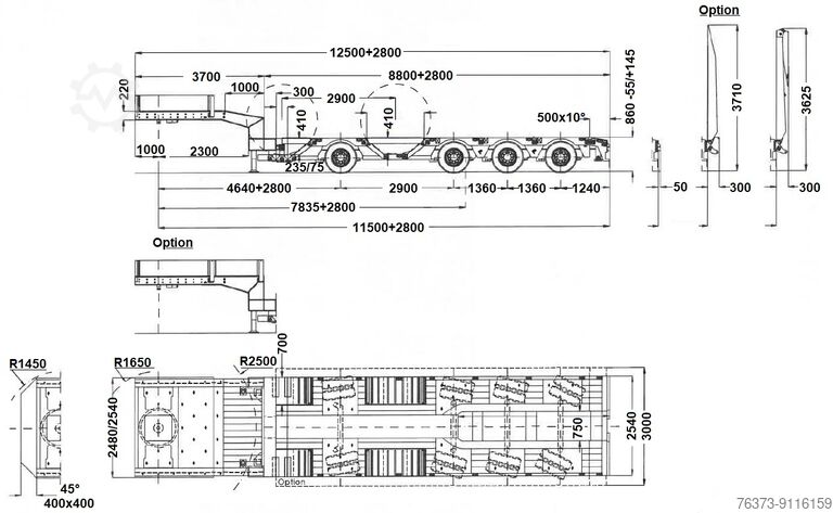Madallaadur Faymonville 4-1+3-Achs-Tele-Semi-Radmulden-Rampen zg