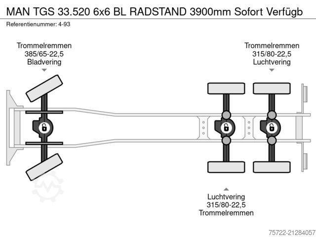 Trébíll MAN TGS 33.520 6x6 BL RADSTAND 3900mm Sofort Verfügb